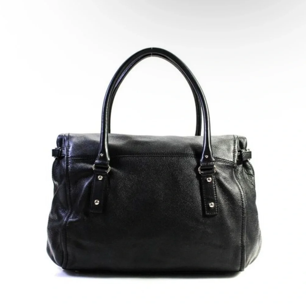 Kate Spade Womens Leather Gold Tone Accent Slouchy Foldover Bag Black Size M